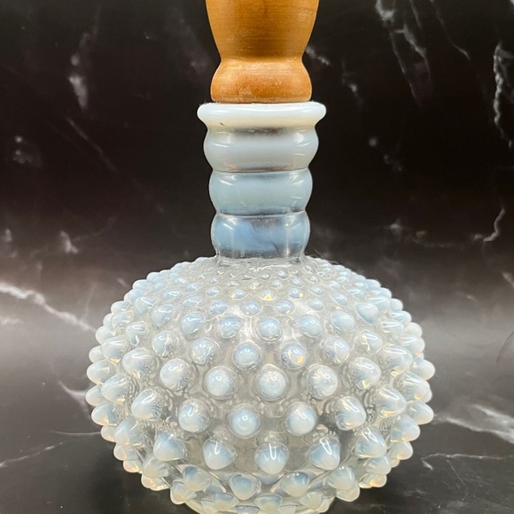 Vintage Opalescent Glass Perfume Bottle with Moonstone Accents - Picture 2 of 6